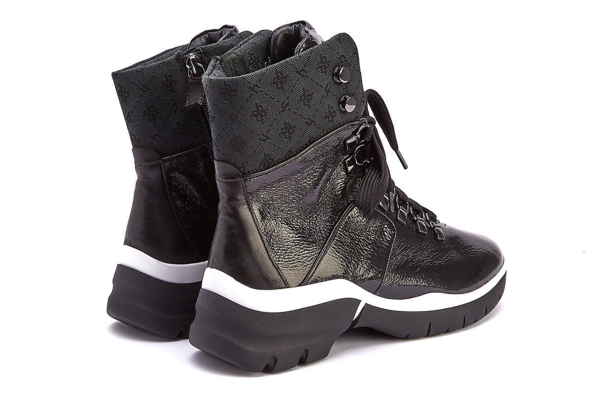 Women's Lace Up Platform Boots HOGL 8-106324 Black | Apia
