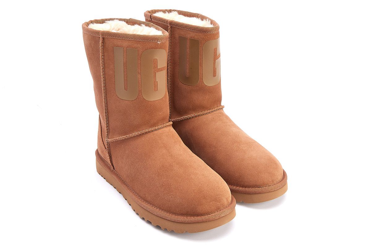 Women's Insulated Boots UGG Classic Short Rubber Logo Chest | Apia