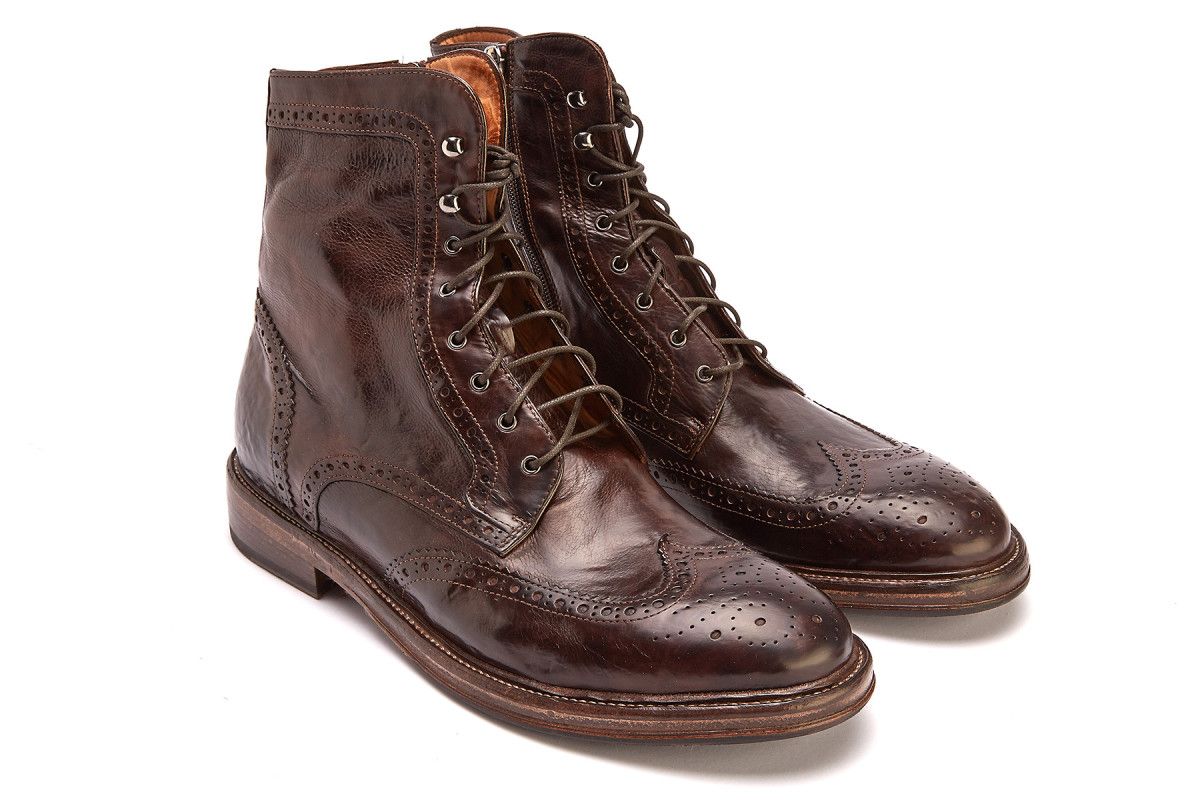 Men's Lace Up Brogue Boots APIA Cyryl Caffe | Apia