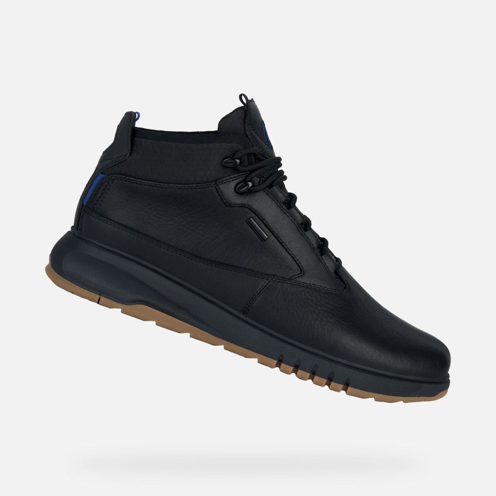 Men's Lace Up Shoes Waterproof GEOX Aerantis U04APA Black | Apia